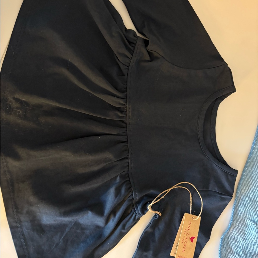 "Pink Chicken" brand navy blue peplum Bette top or dress, size 3!
